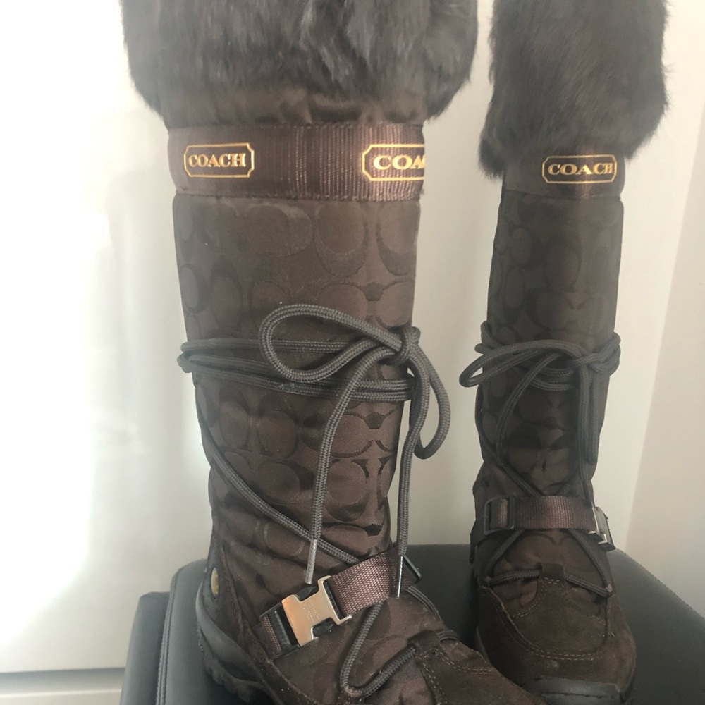 COACH Solaris Rabbit Fur-trimmed snow boots ⛄️ ⛄️